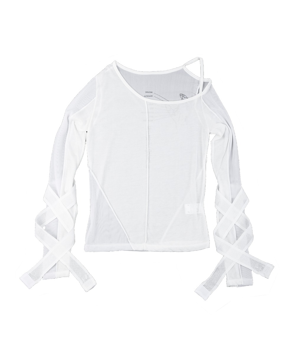 OJOS오호스 Bandage Mesh T-shirt / White