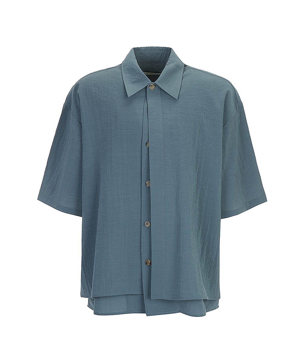 LE17SEPTEMBRE HOMME르917옴므 DOUBLE LAYERED SHORT SLEEVED SHIRT BLUE
