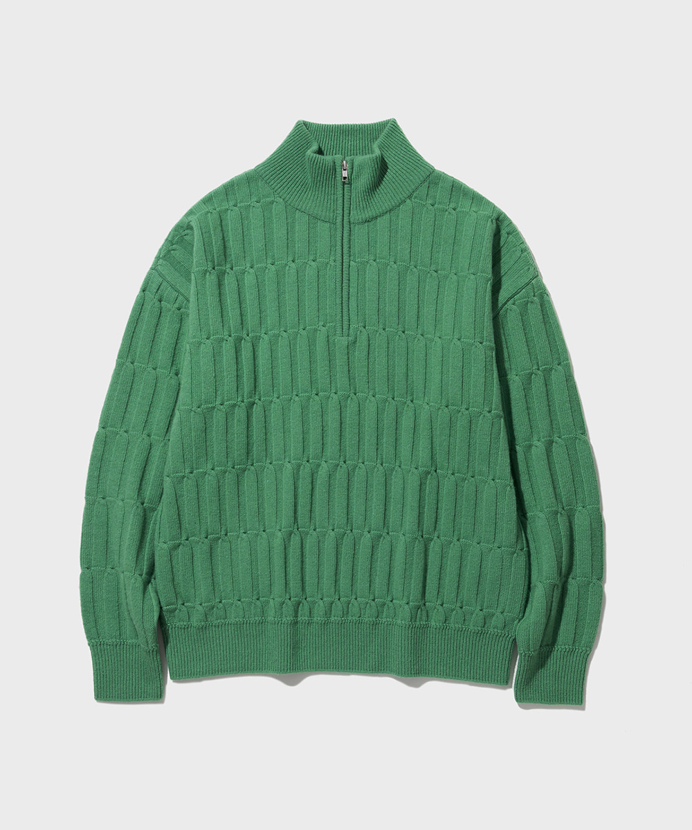 SHIRTER셔터 HALF ZIP-UP CABLE KNIT (PALE GREEN)