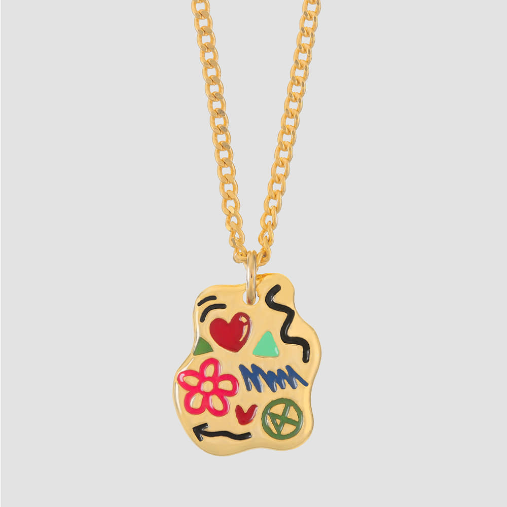 Nonenon논논 DOODLE NEC SILVER925(18K GOLD PLATED)