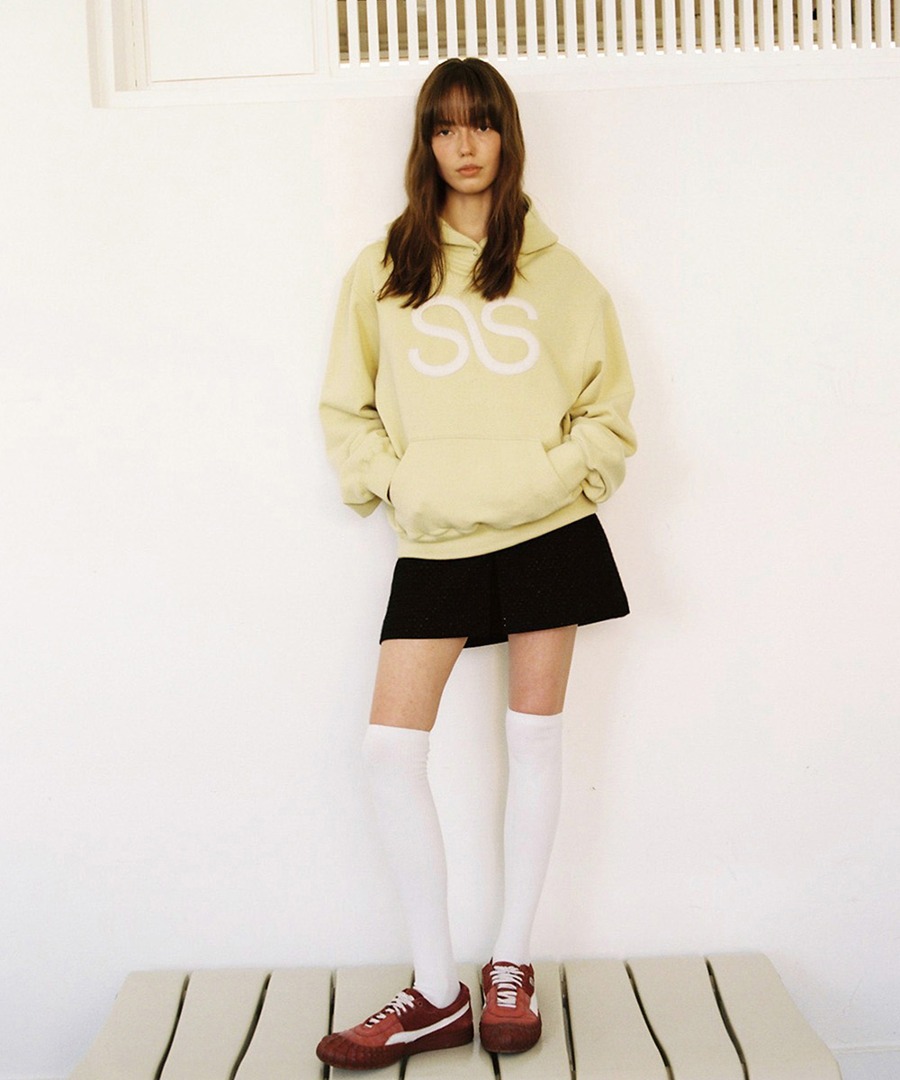 SSESSION쎄션 SS PATCH HOODIE, olive yellow