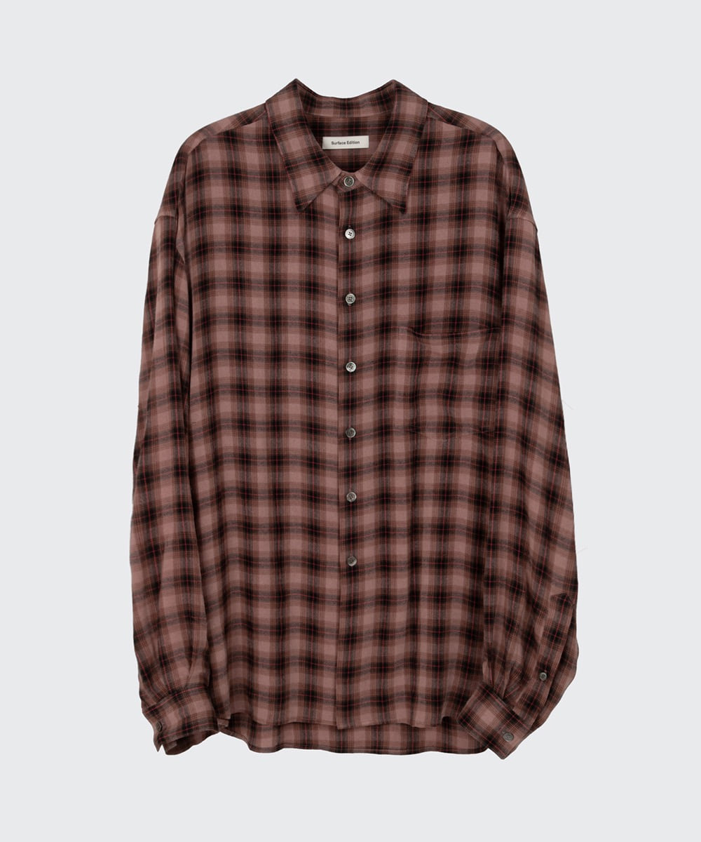 Surface Edition서피스 에디션 LOOSED CHECK SHIRTS_DARK PINK