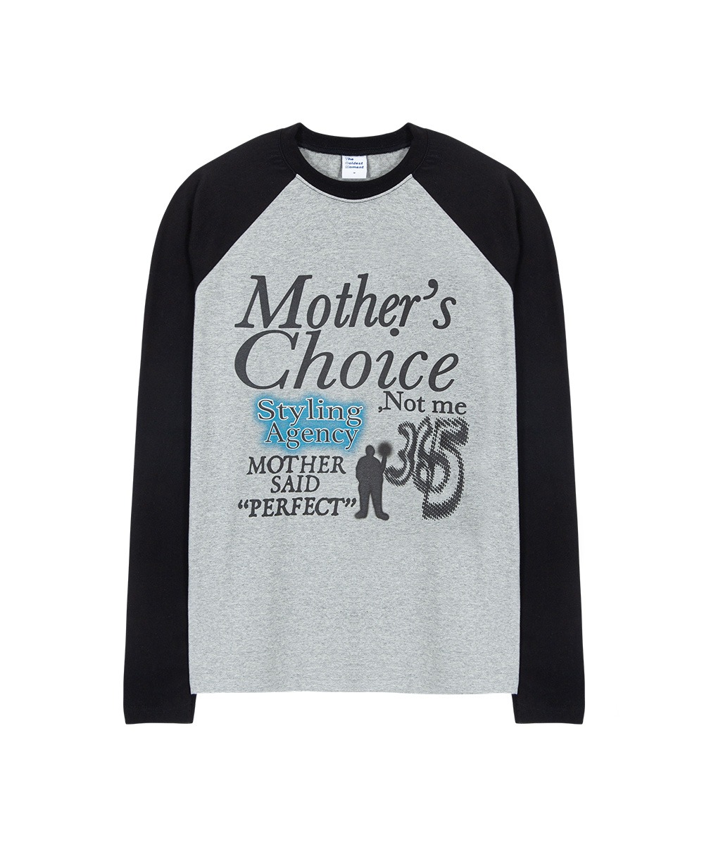 THE COLDEST MOMENT더콜디스트모먼트 TCM mothers choice raglan long sleeve (grey/black)